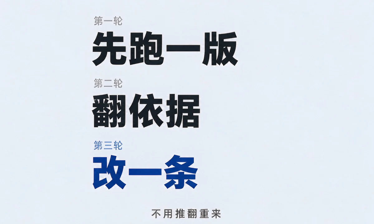 三轮：第一版跑一周，看依据，改一轮